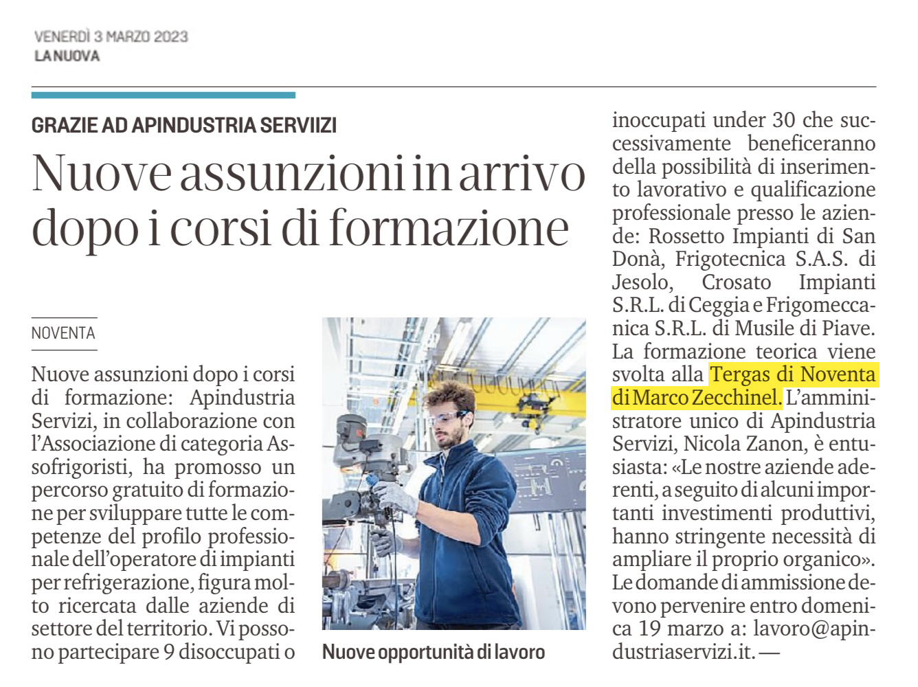 030323 Assunzioni Corsi Formazione Articolo