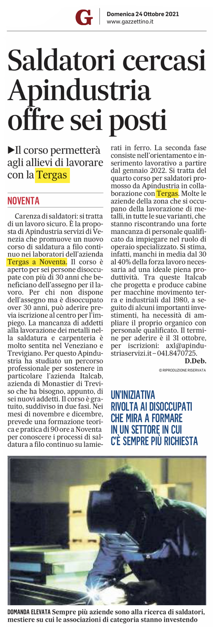 241021 Saldatori Cercasi